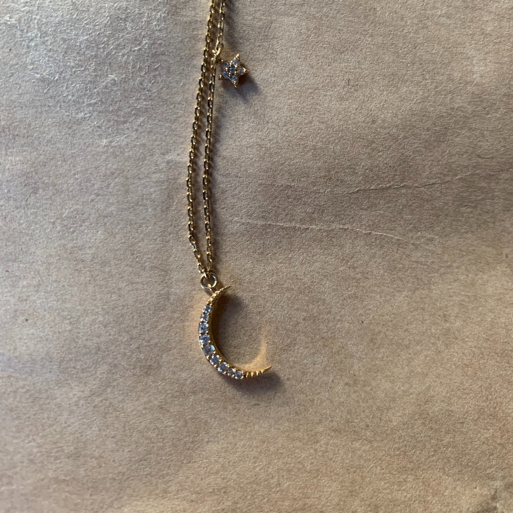 Anthropologie Star & Moon Pendant Necklace Celestial